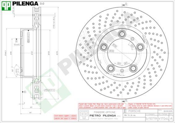 Pilenga V1704L Front brake disc ventilated V1704L