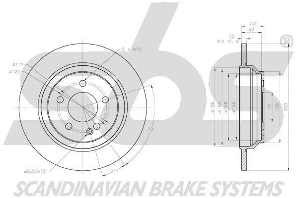 Rear brake disc, non-ventilated SBS 18153133130