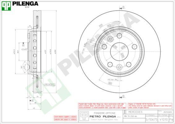 Pilenga V1010 Front brake disc ventilated V1010