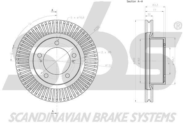 Front brake disc ventilated SBS 18153145171