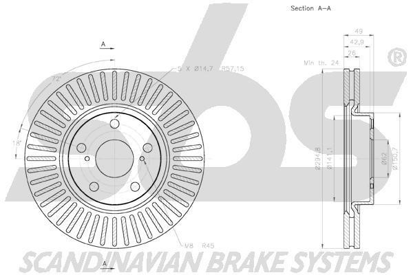 Front brake disc ventilated SBS 18153145125