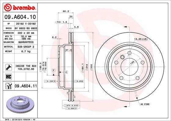 Breco BV 8802 Rear ventilated brake disc BV8802