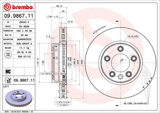 Breco BV 8639 Brake disc BV8639