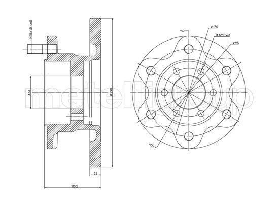 Fri.tech BD1332 Unventilated front brake disc BD1332