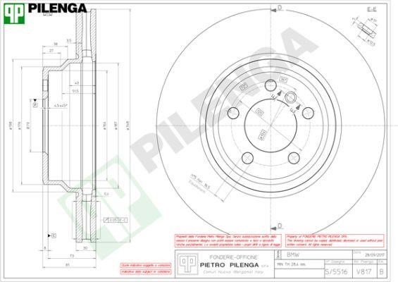 Pilenga V817 Front brake disc ventilated V817