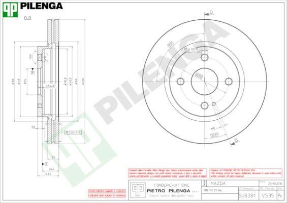 Pilenga V535 Front brake disc ventilated V535