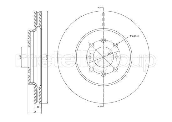 Fri.tech BD1638 Front brake disc ventilated BD1638