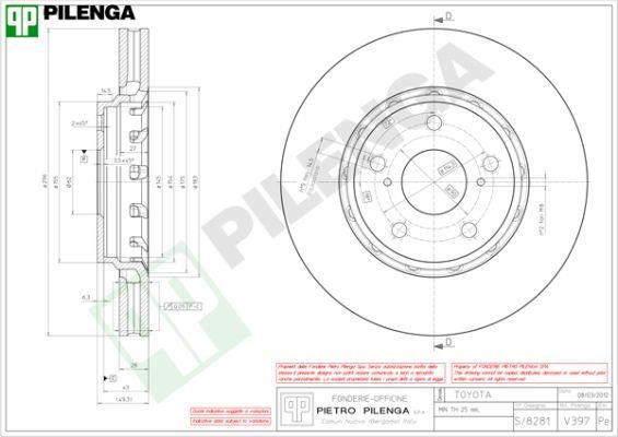 Pilenga V397 Front brake disc ventilated V397
