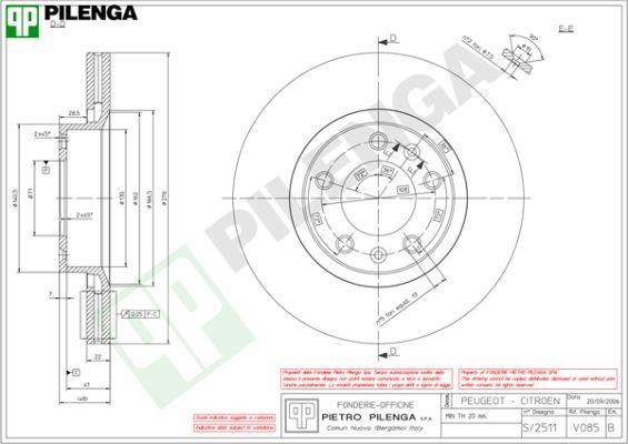 Pilenga V085 Front brake disc ventilated V085