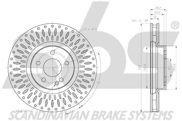 Front brake disc ventilated SBS 18153133129