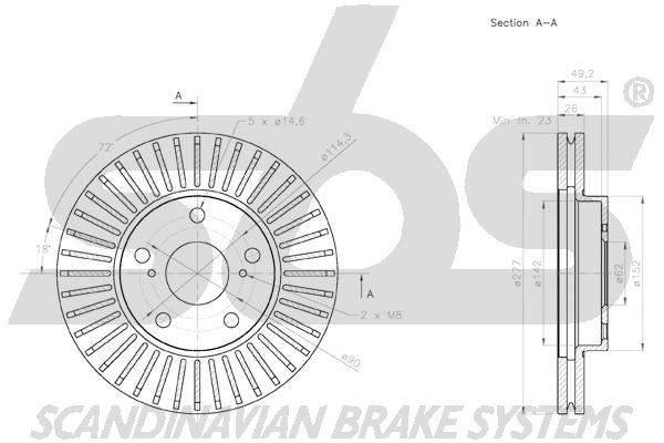 Front brake disc ventilated SBS 18153145170