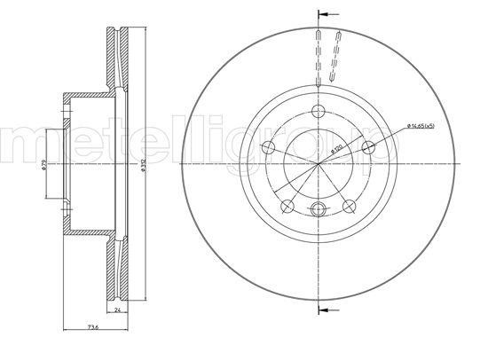 Fri.tech BD1276 Front brake disc ventilated BD1276