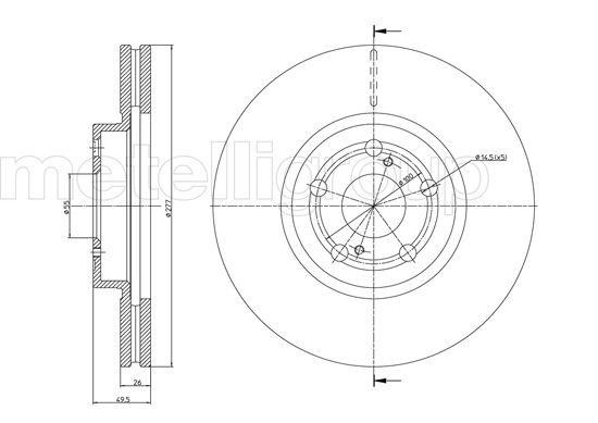 Fri.tech BD0461 Front brake disc ventilated BD0461