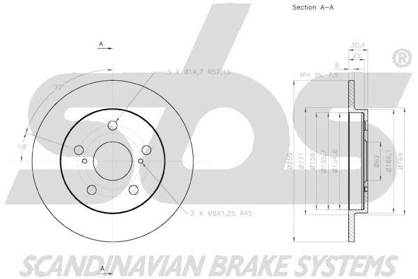 Rear brake disc, non-ventilated SBS 18153145124