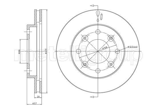 Fri.tech BD1519 Front brake disc ventilated BD1519