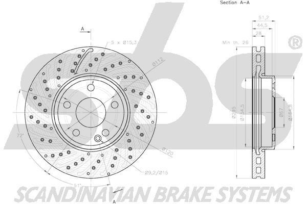 Front brake disc ventilated SBS 18153133116