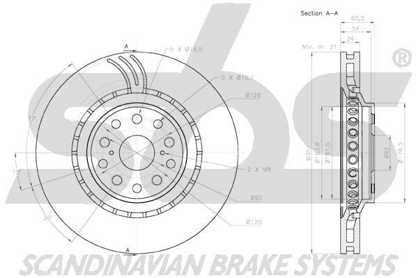 Brake disc SBS 18153145146