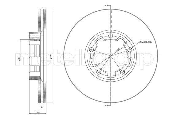 Fri.tech BD1372 Front brake disc ventilated BD1372