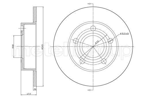 Fri.tech BD0641 Rear brake disc, non-ventilated BD0641