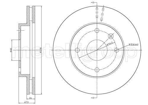 Fri.tech BD0099 Front brake disc ventilated BD0099