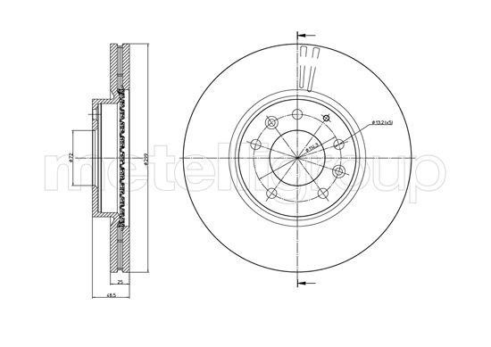 Fri.tech BD1283 Front brake disc ventilated BD1283