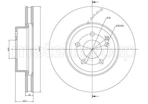 Fri.tech BD0928 Front brake disc ventilated BD0928