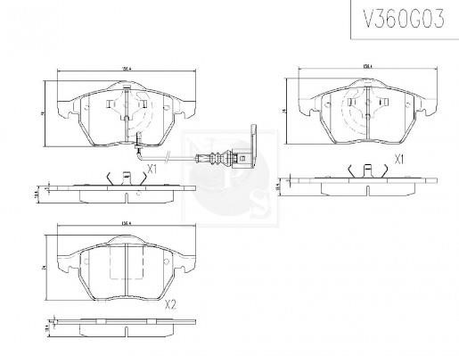 Nippon pieces V360G03 Brake Pad Set, disc brake V360G03