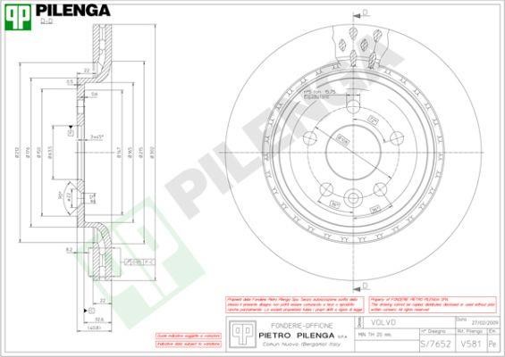 Pilenga V581 Rear ventilated brake disc V581