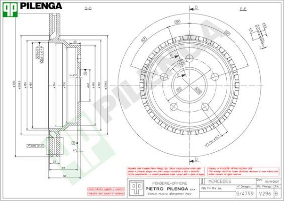 Pilenga V296 Rear ventilated brake disc V296