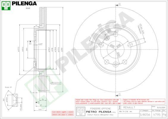 Pilenga V795 Front brake disc ventilated V795