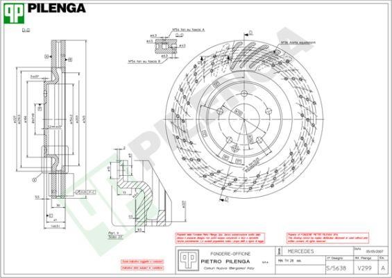 Pilenga V299 Front brake disc ventilated V299
