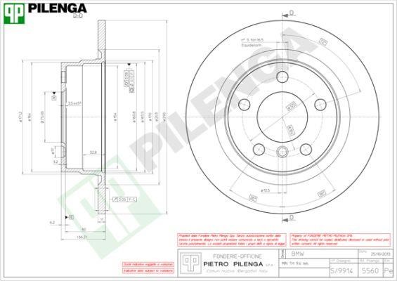 Pilenga 5560 Rear brake disc, non-ventilated 5560
