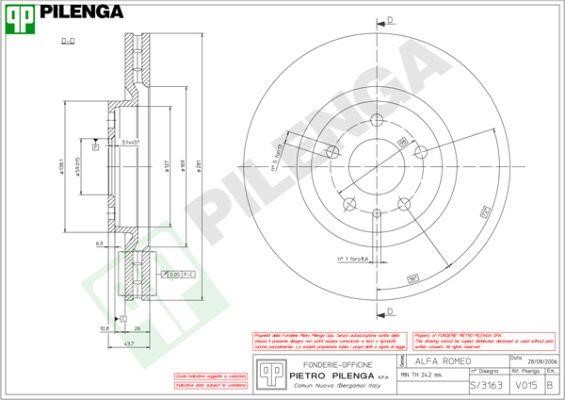 Pilenga V015 Front brake disc ventilated V015