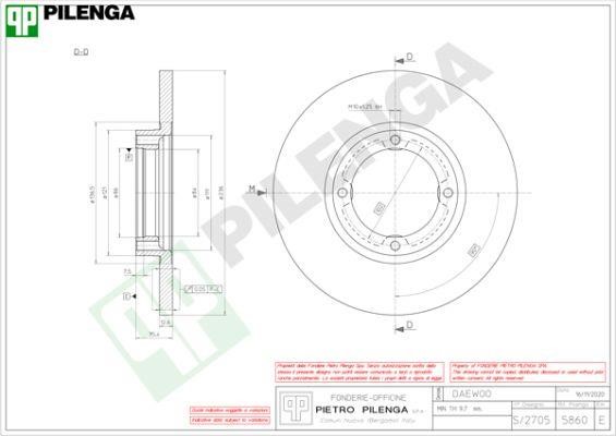 Pilenga 5860 Unventilated front brake disc 5860