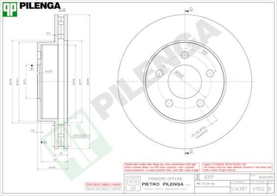 Pilenga V952 Front brake disc ventilated V952