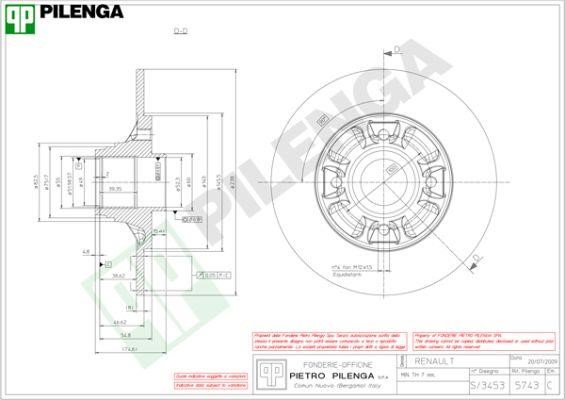 Pilenga 5743 Rear brake disc, non-ventilated 5743