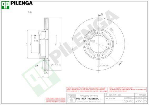 Pilenga V455 Front brake disc ventilated V455