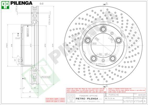 Pilenga V1704R Front brake disc ventilated V1704R