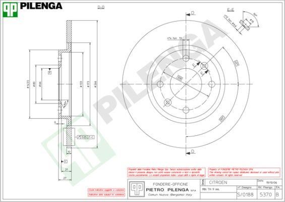 Pilenga 5370 Unventilated front brake disc 5370