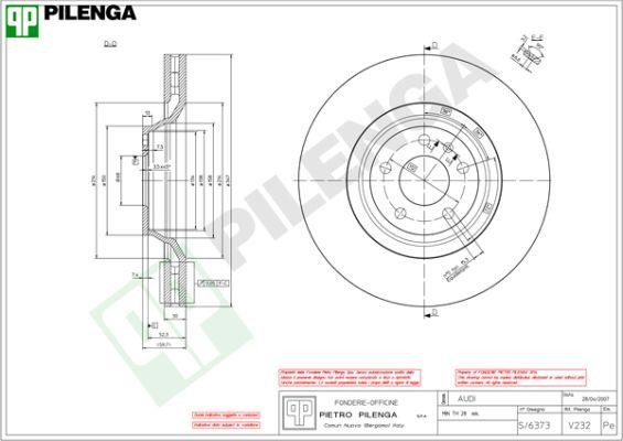 Pilenga V232 Front brake disc ventilated V232