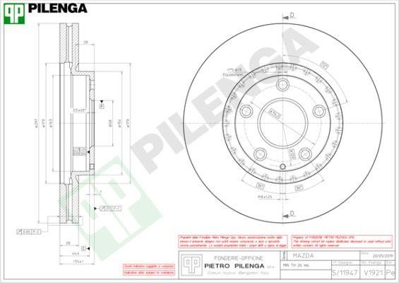Pilenga V1921 Front brake disc ventilated V1921