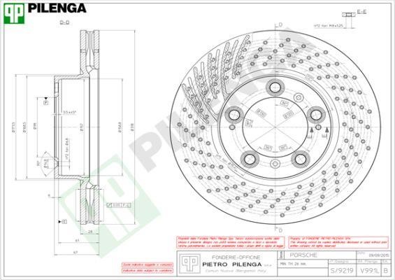 Pilenga V991L Front brake disc ventilated V991L