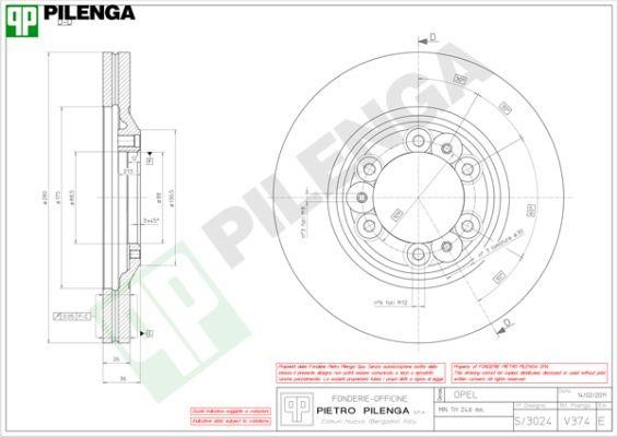Pilenga V374 Front brake disc ventilated V374