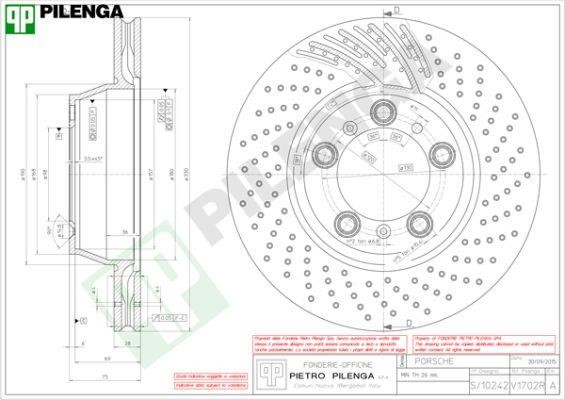 Pilenga V1702R Rear ventilated brake disc V1702R