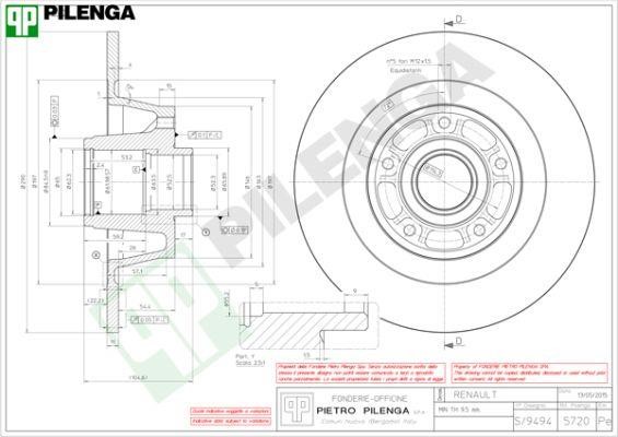 Pilenga 5720 Rear brake disc, non-ventilated 5720