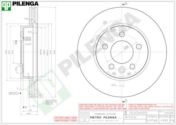 Pilenga V993 Front brake disc ventilated V993