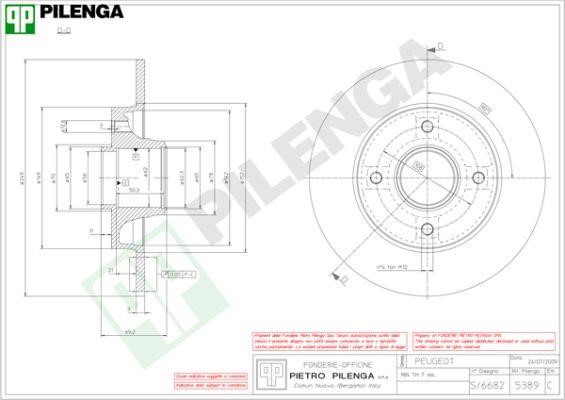 Pilenga 5389 Rear brake disc, non-ventilated 5389