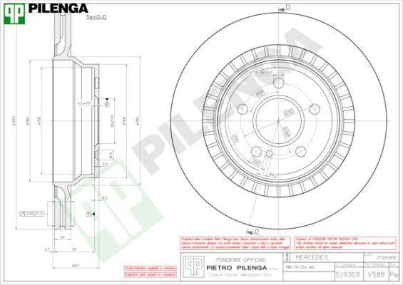 Pilenga V588 Rear ventilated brake disc V588