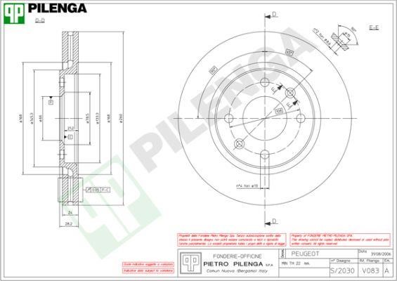 Pilenga V083 Front brake disc ventilated V083