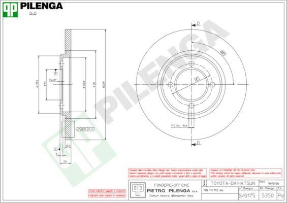 Pilenga 5350 Unventilated front brake disc 5350